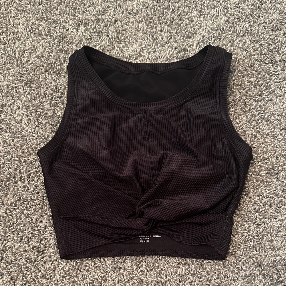 Aerie black ribbed tank top